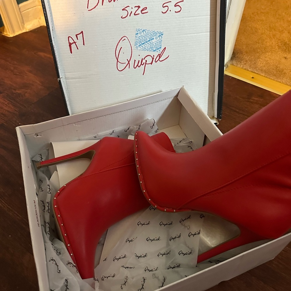 Cupid Red Heeled Boots for Bold Style